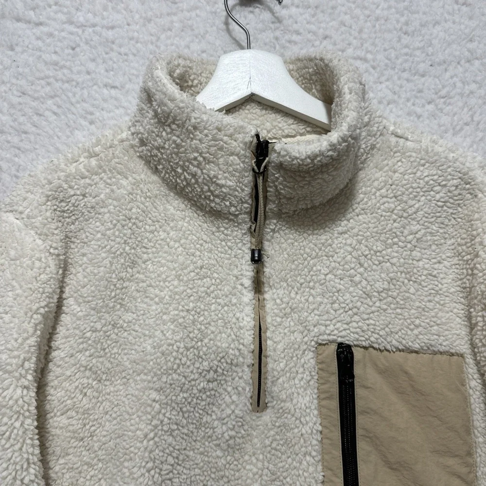 Pacsun Fleece 1/4 Zip Ivory White‎ Pullover Jacket Size Medium